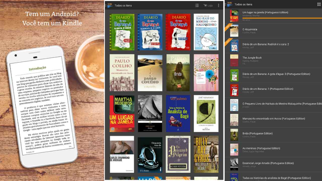 Telas do Aplicativo Kindle Amazon
