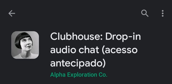 Tela da PlayStore Aplicativo Clubhouse