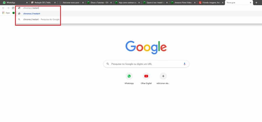 Como reiniciar o Google Chrome sem perder as Abas 